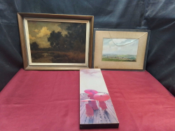 An Oil & Water Colour Wall Hanger. Large W.37 H.47 Cm.