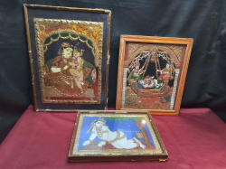 3 Lovely Old Heavy Indian Retores. Large W.33 H.45 Cm.