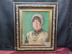 A Framed Dutch Lady Framed and Glazed with Signed. W.51 H.58 Cm.