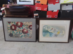 2x Lovely Water Colour on Wooden Fremed. Small 45x58 Cm. Large 48x63 Cm.