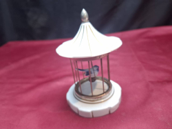 A Lovely vintage porcelain capodimente bird in a brass cage 14
