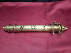 Antique solid brass scroll document holder from mughal ERA possibly belonging to a Roman runner 
