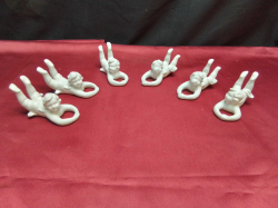 6 Nice China Baby Napkin Rings.