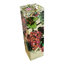 Joan Baker Tiffany Style Designs Hand Painted Vase Grapevine Vineyard Pattern