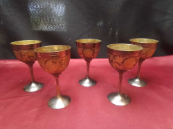  5 Brass of Wine glasses H.11 Cm.