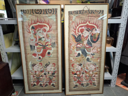 A Pair of Chinese Yao Ceremonial Paintings, 19th C. Approx. 63x141 of each