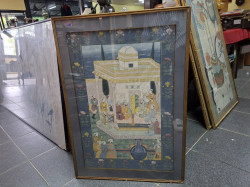 Handmade painting of a Rajput Mewar King in a place Maghal Empire. Approx. 62x90 cm