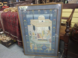 Handmade painting of a Rajput Mewar King in a place Maghal Empire. Approx. 62x90 cm