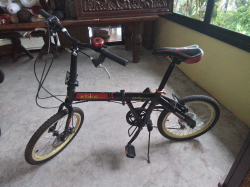 A Folding Bicycle Aluminum Kbike Gears Disc Break to front. Red&YellowColour. (as new)