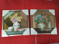 2x Modern art Flower Printings.35x35 Cm.