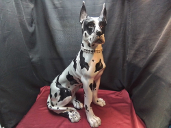 A vintage high quality large porcelain dog stamped made in Italy. W.57 H.83Cm.