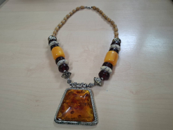 Silver plated with stone necklace