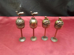 2 Pairs of Vintage style Bird and Foo dogs Cage Incense Burners. H.13 Cm.