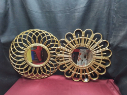2x 1970s style Sun flower Wall Mirrors. W.50 Cm.
