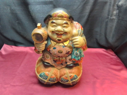 A Vintage sculpture Daikoku with mallet. W.23 D.20 H.37 Cm. 