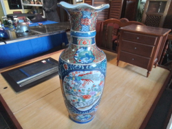 A Lovely Chinese Tall Vase Hand Painted with Gilt. H.93 Cm.