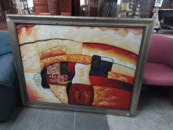 Oil painting on canvas framed. W.130 H.102 Cm.