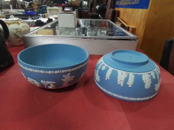 A Pair of Pale Blue Jasperware Fruit Bowls by Wedgwood.H.9.5 W.20 Cm.