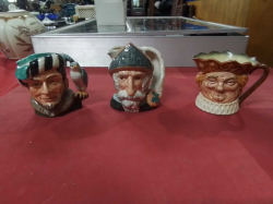 3 Small Royal Doulton Character Jugs including  NatKing Cole, Small size