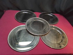 5 Perfect Condition 11.5 inches Silver Plate Circular Trays with Adam-Beaded Borders.