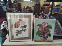 1 Print Picture of Rose Flower with Glazed 40x50 Cm. and 1 Oil Painting 32x41 Cm.
