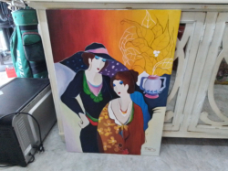 An Oil Painting of 2 Ladies. With Signed. 61x87 Cm.