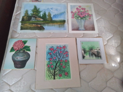 Mixed 2 Oil Paintings and 3 Water Colour Pictures. No Framed