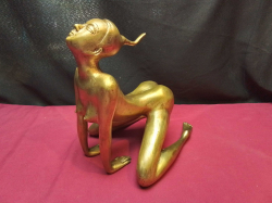 Vintage Sexy Solid Bronze Lady Sculpture in a Kneeling Position Defiantly Erotic Art 10