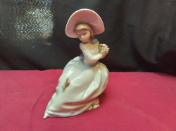 A Lovely Large LLADRO/NAO of A Girl Holding Flowers& A Nightingale Bird Limited Edition 8