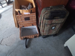 Travel Suit case and Wicker Picnic case.