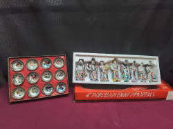 8 Porcelain Chinese Figures and box of Miniatures  Cups.