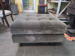 Scott Ottoman 76 x 63 x 44 Cm. Grey Cotton Velvet Fabric Foam, Feather and Fiber fillings Timber Frame.