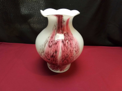 A special made white Murano vase. W.19 H.24Cm.
