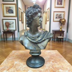 A bronze bust 
