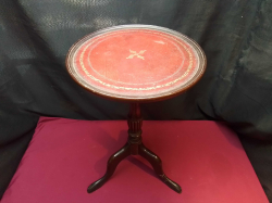 A Small Leather Tooled Wine Table. W.30 H.51 Cm.