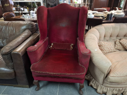 Large Queen Anne Style Wingback Armchair C.1920.