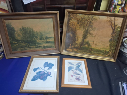 4 Old prints framed different sizes.