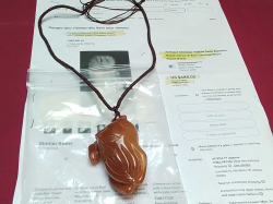 Large Chinese Antique Light-Brown JADE Lemon Fruit. (called BUDDHA'S Hand), H.7cm   