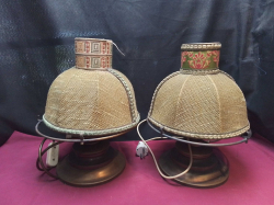 An Antique Pair of Japanese Brass Table Lamps. W.25 H.35 Cm.