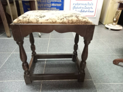 A Small Oak Stool with tapestry seat. W.29 L.45 H.48 Cm. 