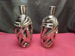 An Old Pair of Aquila Decorative Vases.H.30 Cm.