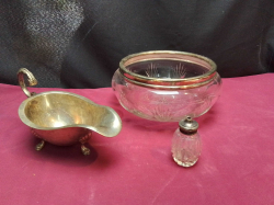 3 Glass and Silver items, with Hallmarks. 