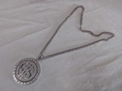 A Silver Plated Necklace with large pendent.