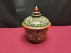 An Antique Thai Benjarong Lidded Bowl. W.14 H.18 Cm.