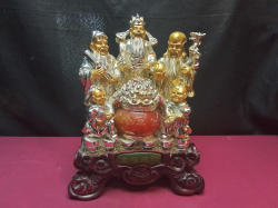 Hok Lok Siw Chinese Figures. W.23 H.29 Cm.