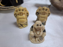 3 Miniature Resin of Happy Buddhas.H.5 Cm.