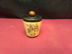 A Chinese ebony and bone perfume bottle decorated with Edo period ladies