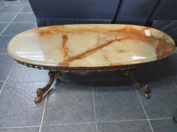 High Quality Marble Coffee Table on Brass Lags (16). W.50 L.120 H.45 Cm.