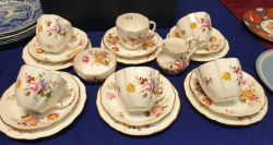 20 piece very fine hand painted porcelain Royal Crown Derby Posies pattern tea set,1 plate a/f