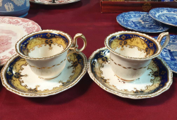 A pair of very rare very fine hand painted C.1825 porcelain cabinet cups and saucers by H.R.Daniel England 
slightly a/f
H.R.Daniel porcelain manufactory was in operation approximately 24 years from founding in 1822 until 1846
Some of there customers t